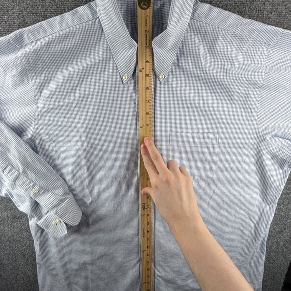 Brooks Brothers Button-Down Cotton 18 4/5 Regent Check Blue Non-Iron Shirt Men - Picture 5 of 14